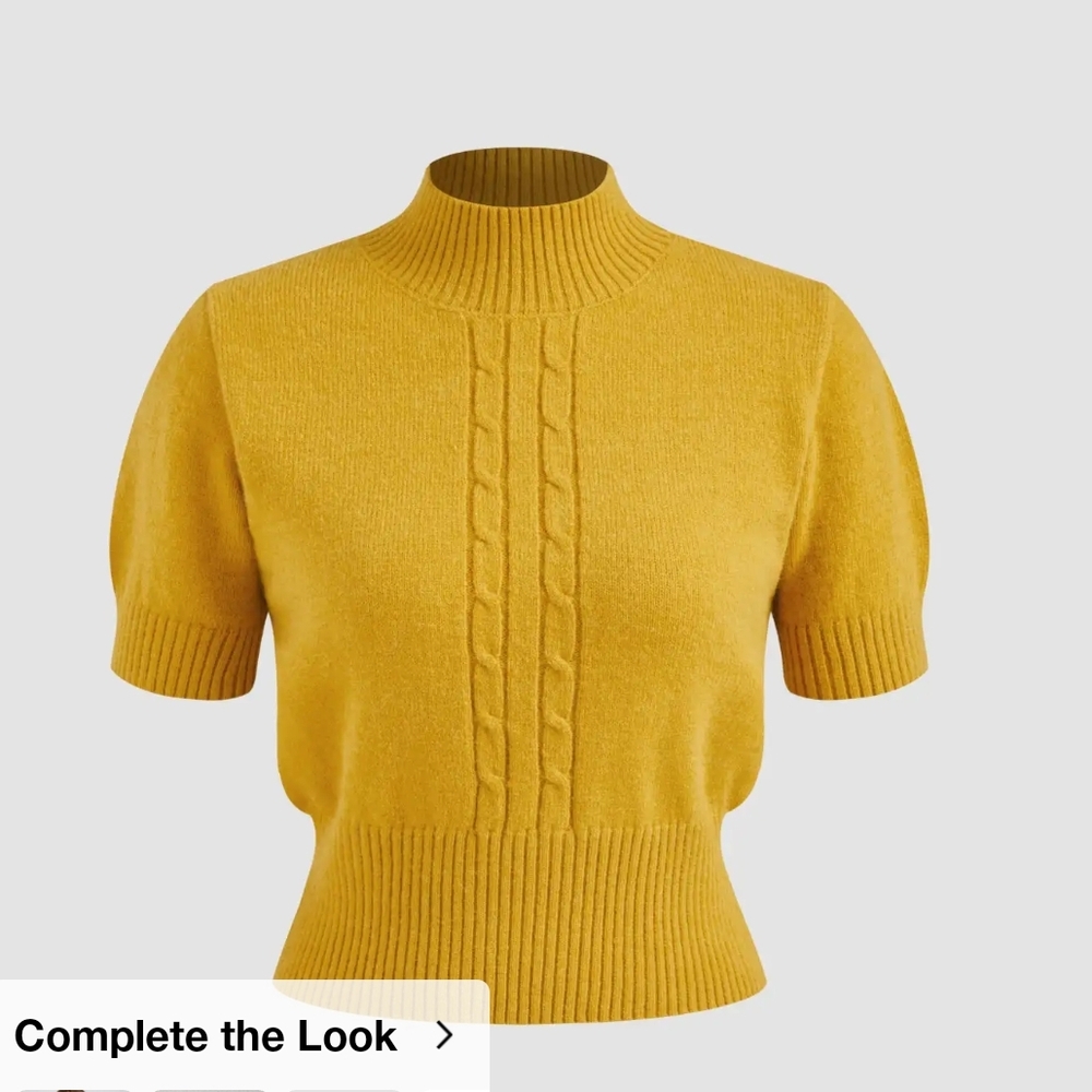Cider Mustard Cable Knit Turtleneck Sweater